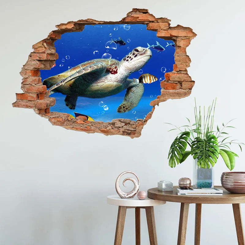3D wall stickers simulation broken wall through wall false Windows living room children's room bedroom background space stickers Oasis Select