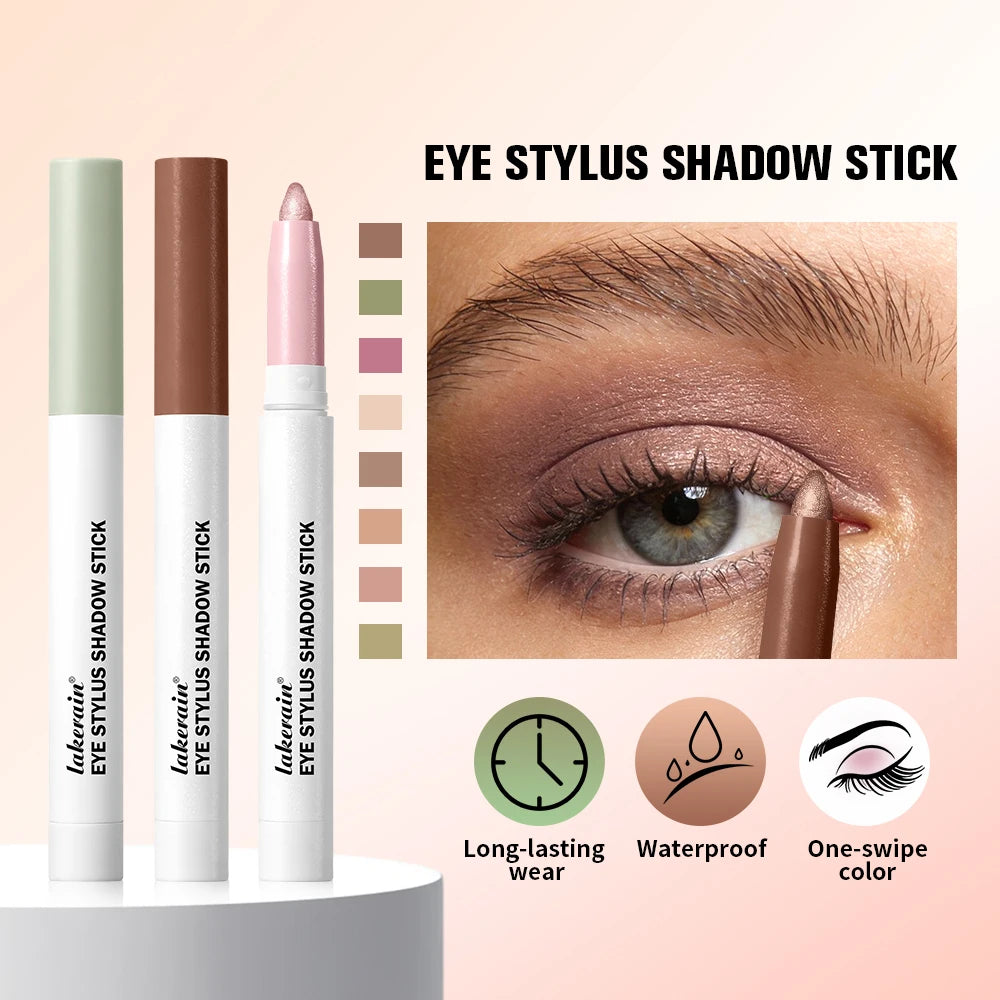 Lakerain 10-Color Eyeshadow Sticks – Shimmer, Matte & Glitter