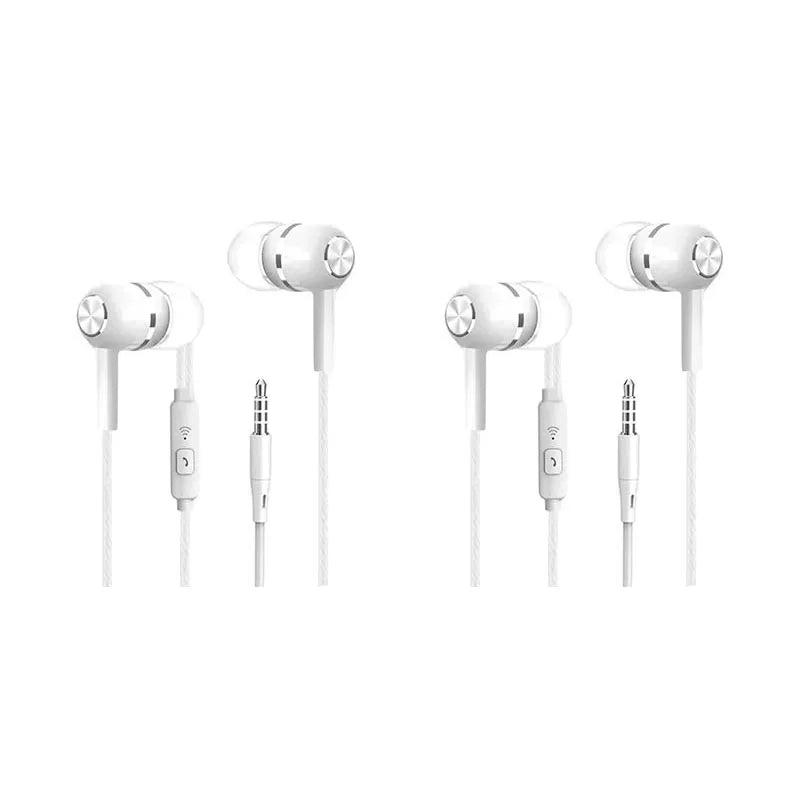 1/2/4pcs Mobile Wired Headphones Sport Earphone In Ear 3.5 Sport Earbuds Headset Mic Music Earphones for Phones Oasis Select White-2pcs