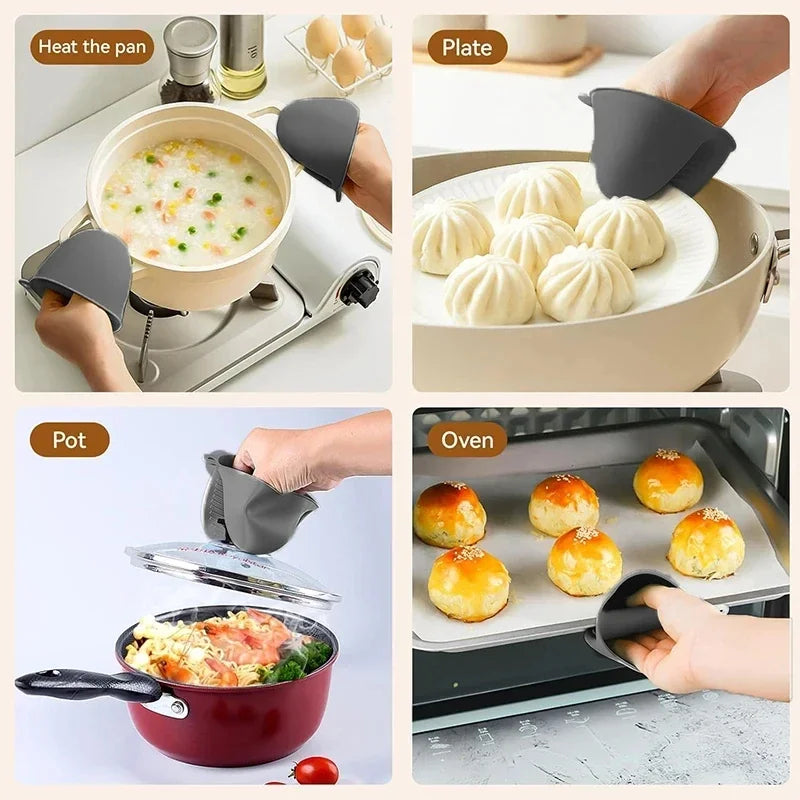 2pcs Oven Mitts Silicone Heat Resistant Pinch Mitts Anti Scalding Non Slip Gloves Clips Pot Holder Cooking Baking Oven Mitts Oasis Select