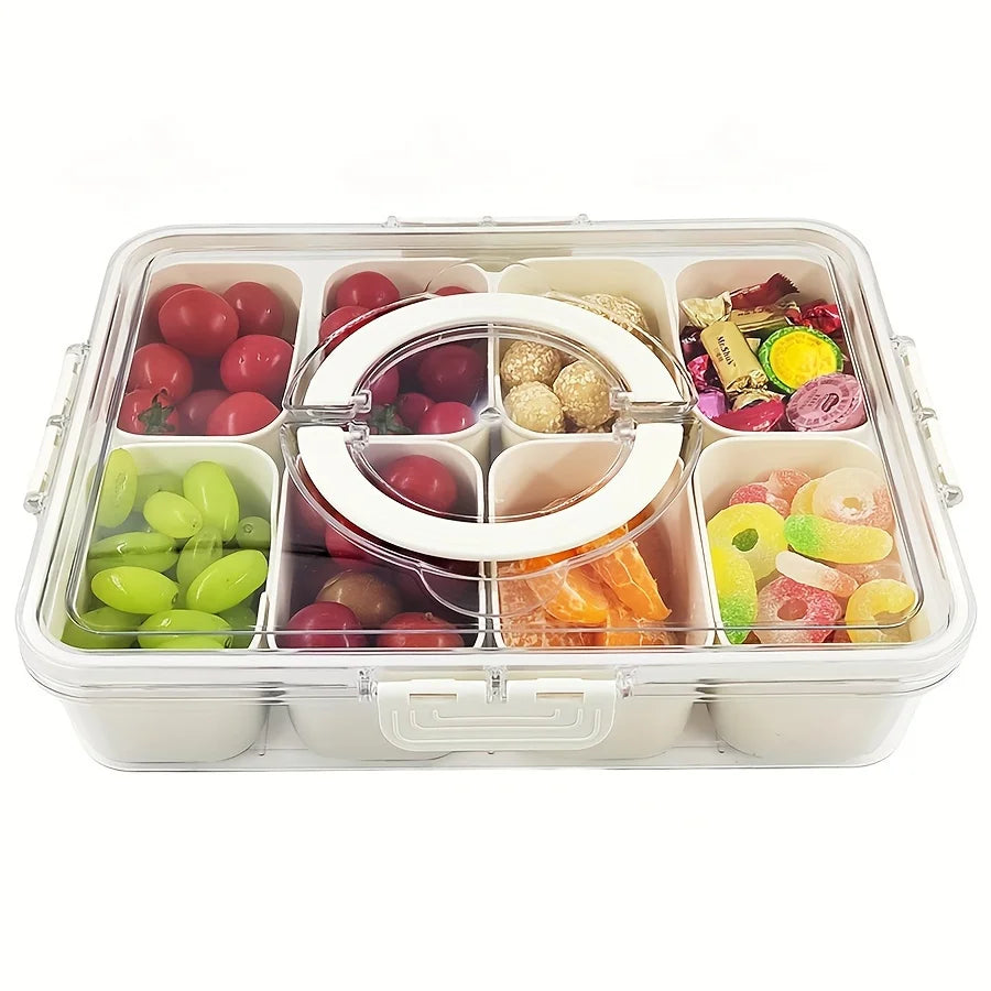 Portable Snack Organizer with Lid - 4/8 Compartment Organizer, Travel Friendly Grill Plate, Fruit and Vegetable Fridge Cooler Oasis Select 8cells