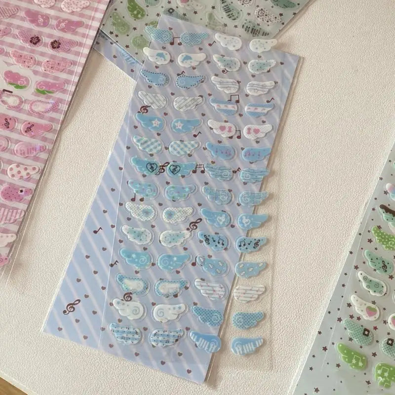 1/4Pcs Wings Love Strawberry Clover Star Sparkling Flash Film Stickers Phone Camera Vintage Scrapbooking Decoration Sticker Oasis Select C