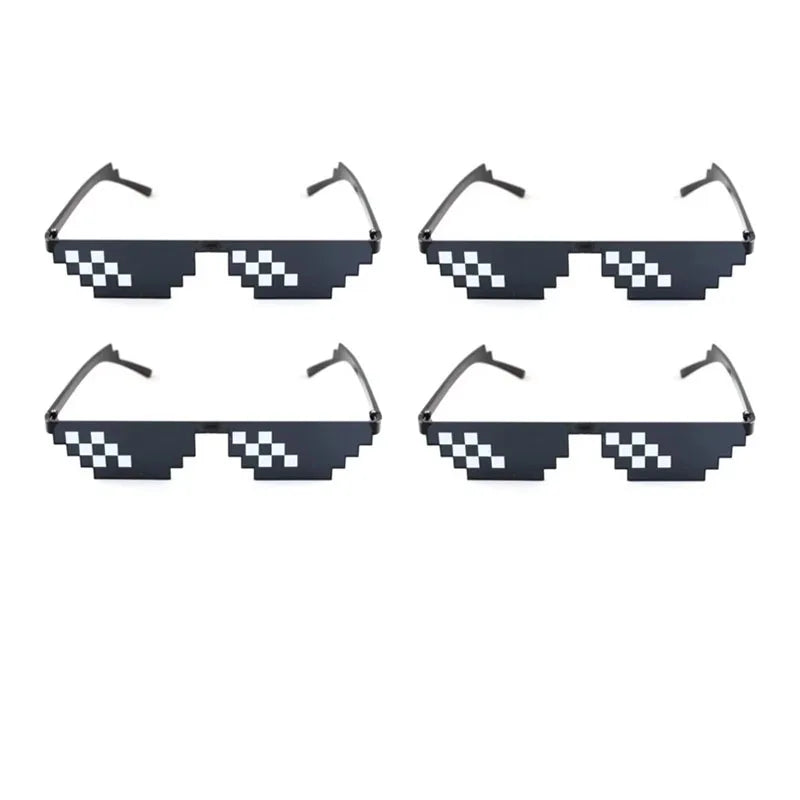 1/2/4/6pcs Design Funny Mosaic Sunglasses Sun Glasses Pixel Black Retro Gamer Robot Sunglasses Birthday Party Cosplay Favors Oasis Select 4pcs