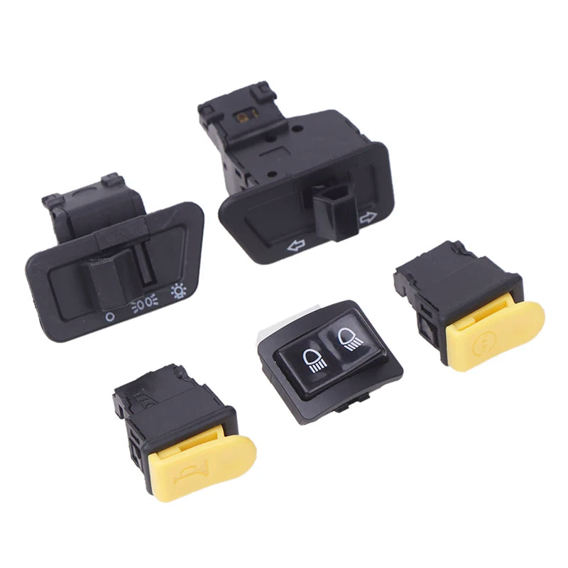 5Pcs/Set Motorcycle Button Switch Head Light Horn Dimmer Turn Singal Starter High Low Beam Electric Start Button For Moto Oasis Select