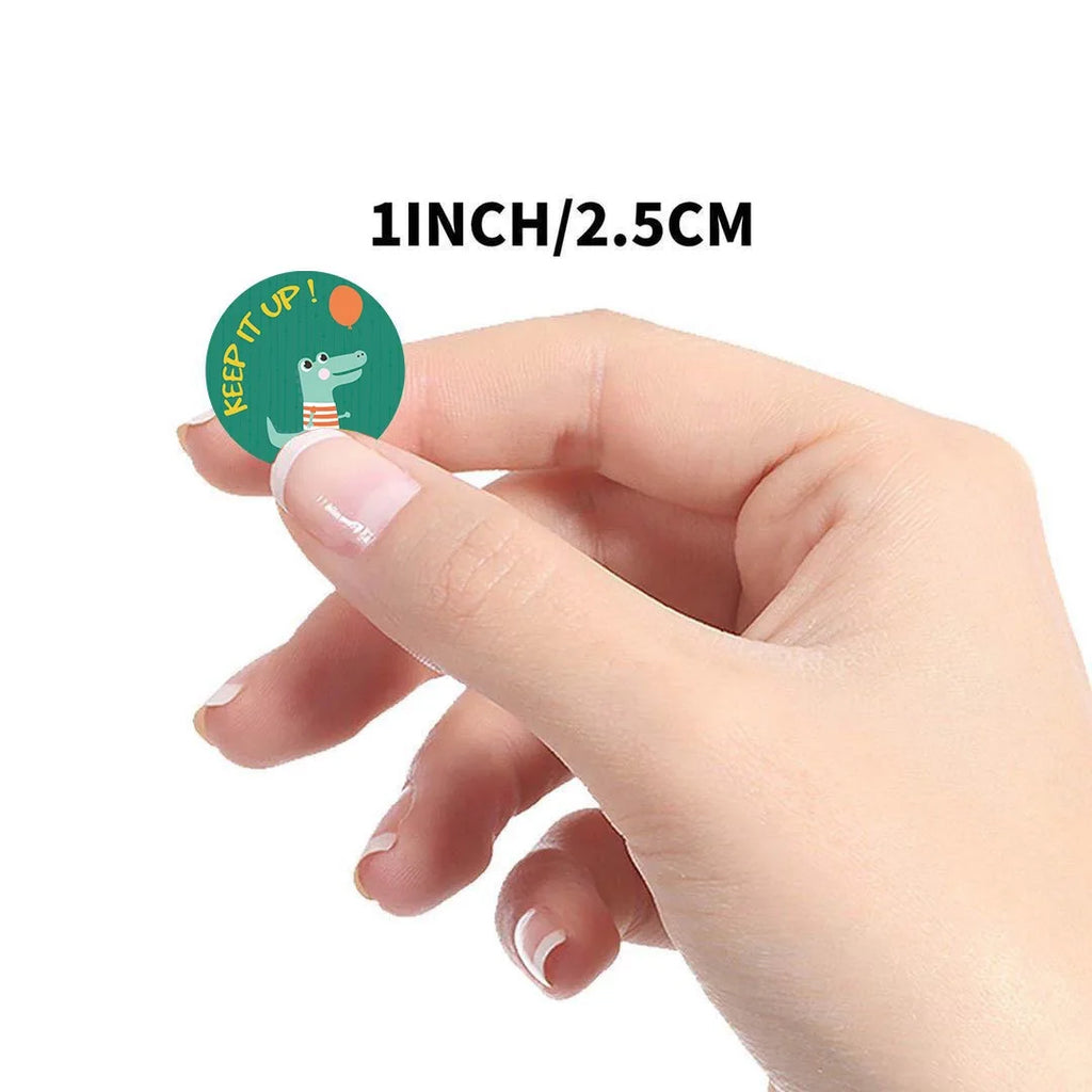 500pcs/roll Sticker , Reward and encouragement pattern sticker, teacher cartoon hand-painted cute round animal seal sticker Oasis Select