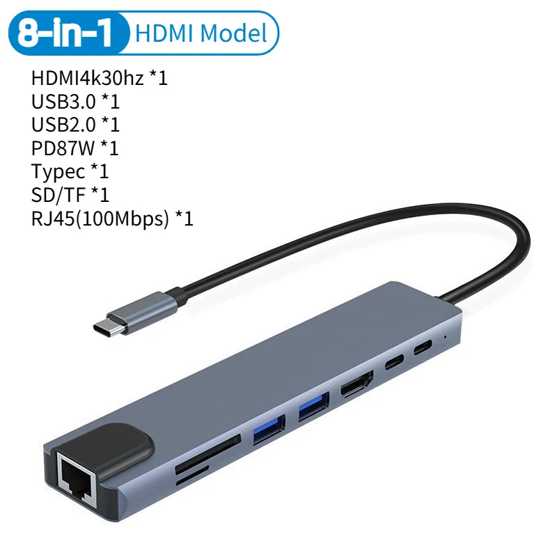 USB-C Docking Station 5-in-1 & 8-in-1 HDMI RJ45 USB Hub USB-C Docking Station Oasis Select 8-in-1