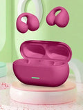 Fone Bluetooth Headset 5.3 Wireless Air Conduction Headphones Clip Ear Music Noise Canceling HD Call Sports Gaming Earphone Oasis Select rose red