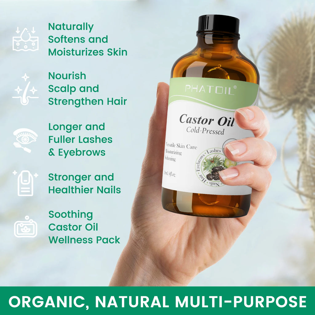 PHATOIL 118ml Organic Carrier Oil – Castor, Jojoba, Argan, Rosehip