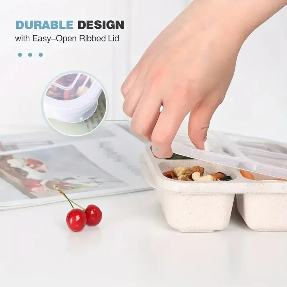 4 Grid Snack Containers Reusable Meal Prep Lunch Containers Portable for Kids and Adults Home Snack Storage Bottles Kitchen Tool Oasis Select