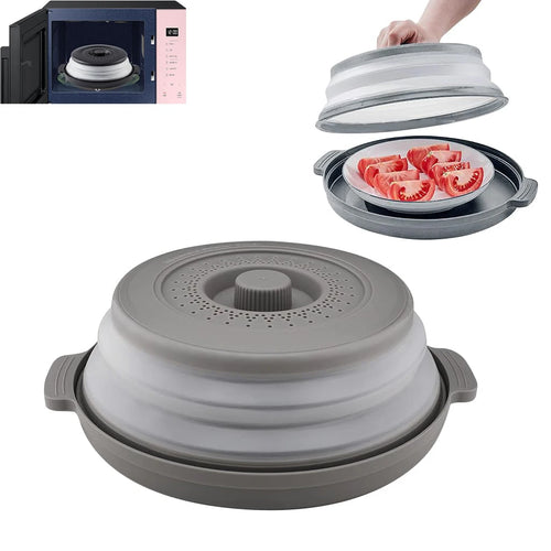 10.2 Inch Microwave Plate Cover 2 in 1 Cover As Splatter Guard Collapsible Lid for Plate Dish Bowl Multi-Purpose Kitchen Gadget Oasis Select