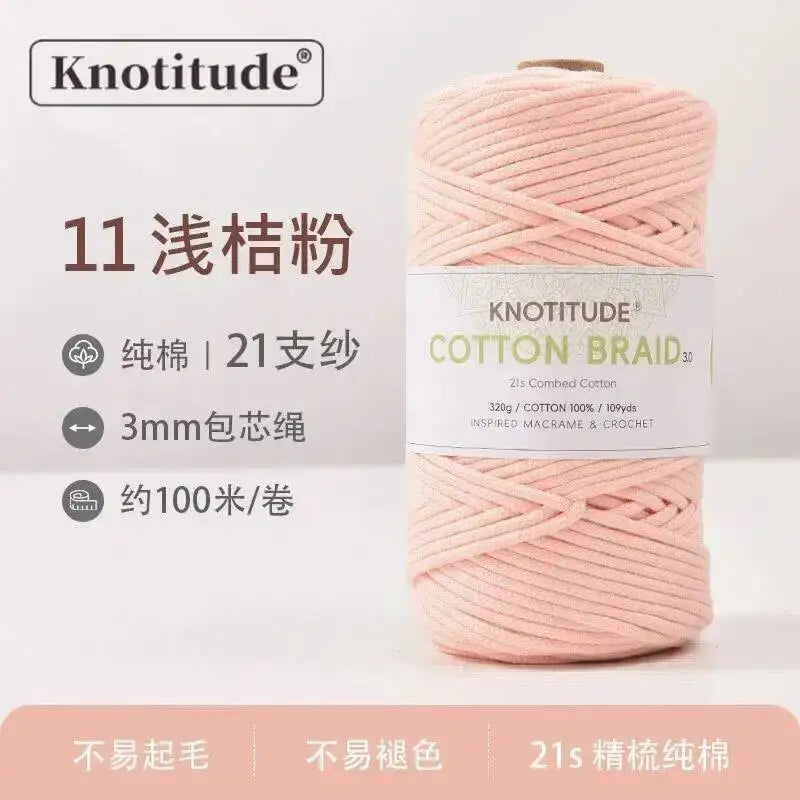 3mm Macrame Braid Cotton Cord 109Yards Pure Cotton Rope For Bracelet Knots, DIY Craft Making 100m Oasis Select Light Orange Pink 3.0mm 100m