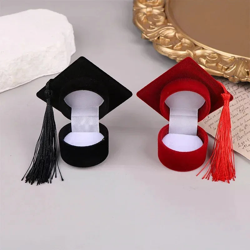 1pcs Creative Doctoral Hat Shape Ring Box Earrings Jewelry Storage Wedding Engagement Valentine's Day Gift Packaging Boxes Oasis Select