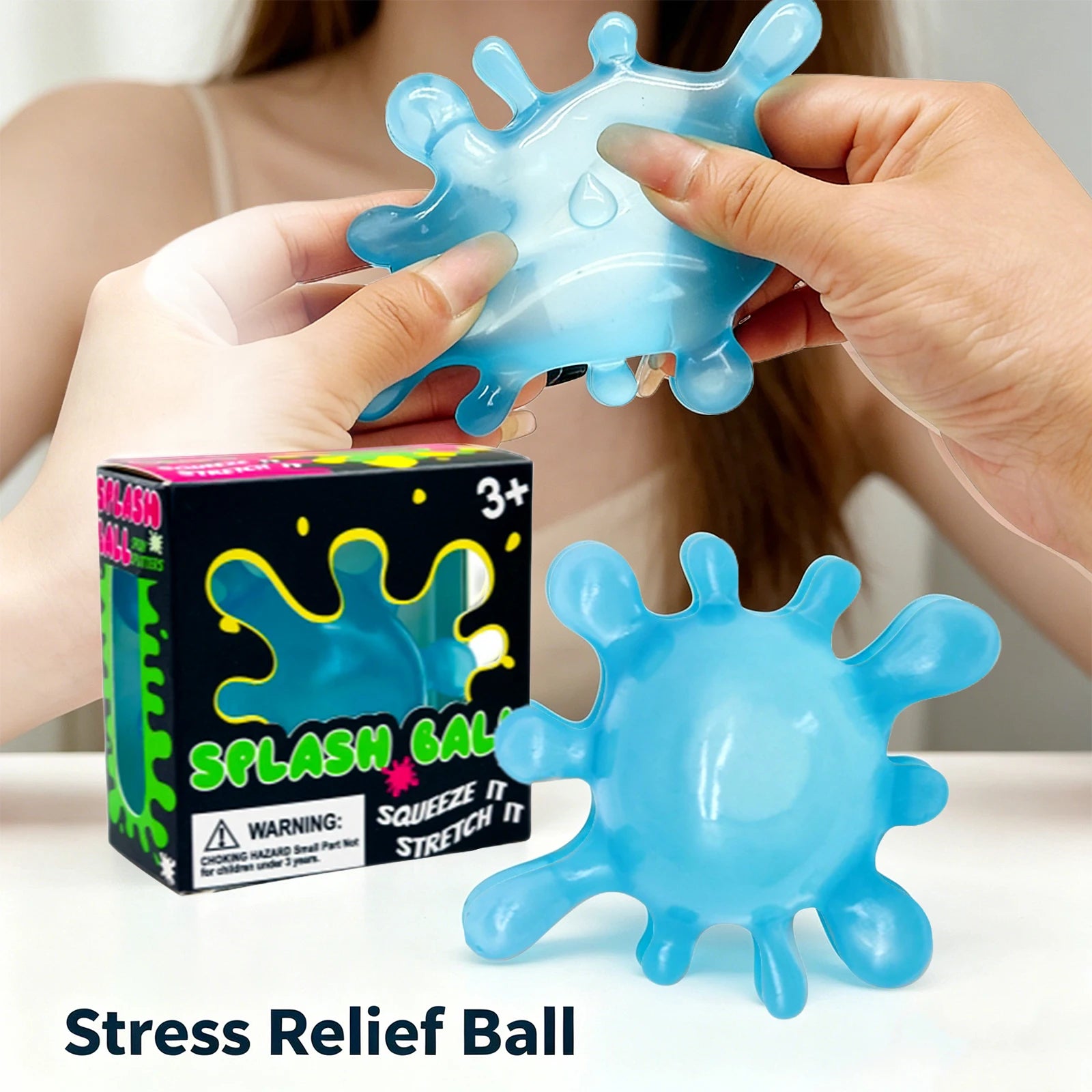 Splash Shape Stress Ball Shapeable Squeeze Toy Soft Non Sticky Anti-Stress Relieve Anxiety for Kids and Adults Gift Oasis Select