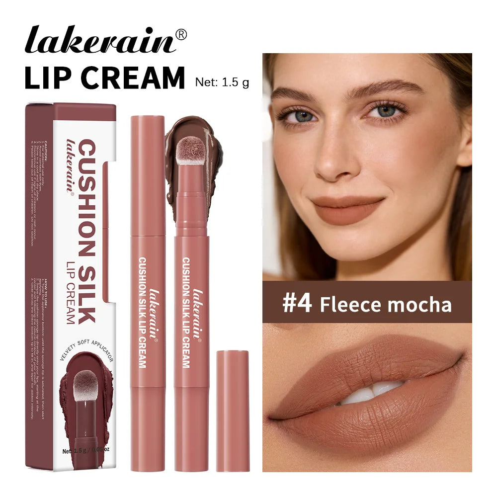 Lakerain 2-in-1 Lip Cream Powder Blusher Air Cushion Brush Design Deep Hydration Long-lasting Non Fading Lipstick Powder Blusher Oasis Select Fleece Mocha