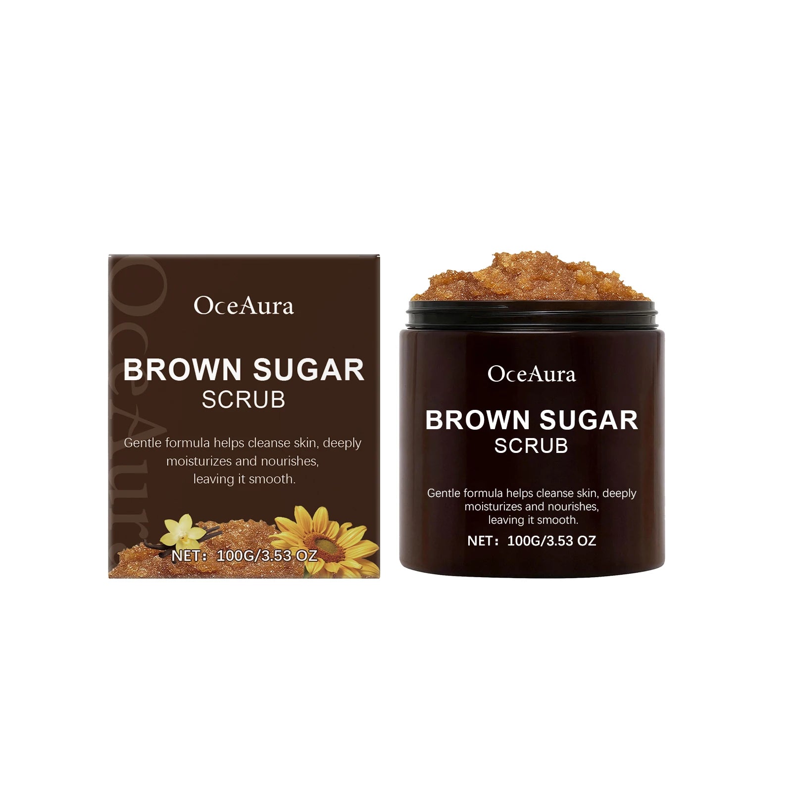 OceAura Brown Sugar Body Scrub – Exfoliate & Brighten Skin Body Exfoliating Scrub Oasis Select 100g boxed