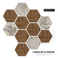 Marble wood grain self-adhesive hexagonal floor stickers waterproof home decoration hexagonal art Mosaic floor stickers Oasis Select DB-6T11P-031-CC 20cm x 23cm 11pcs