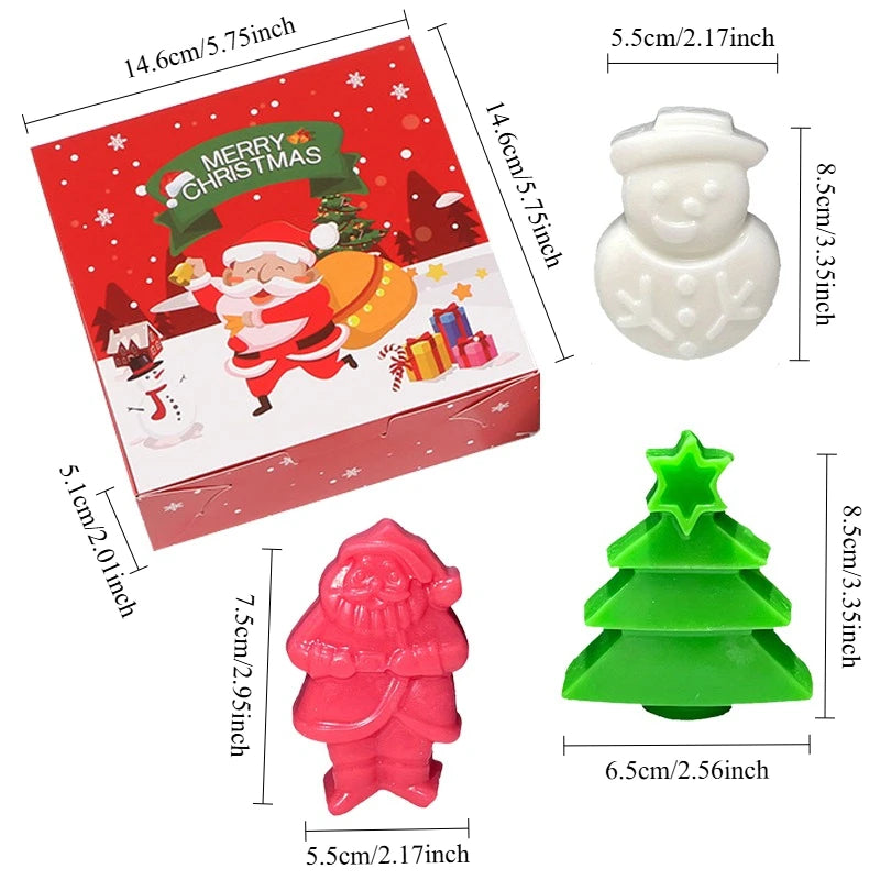 3PCS Christmas Gift Box Soap, Christmas Tree Santa Claus Snowman Shaped Handmade Soap, Three in One, Gentle Cleaning Oasis Select