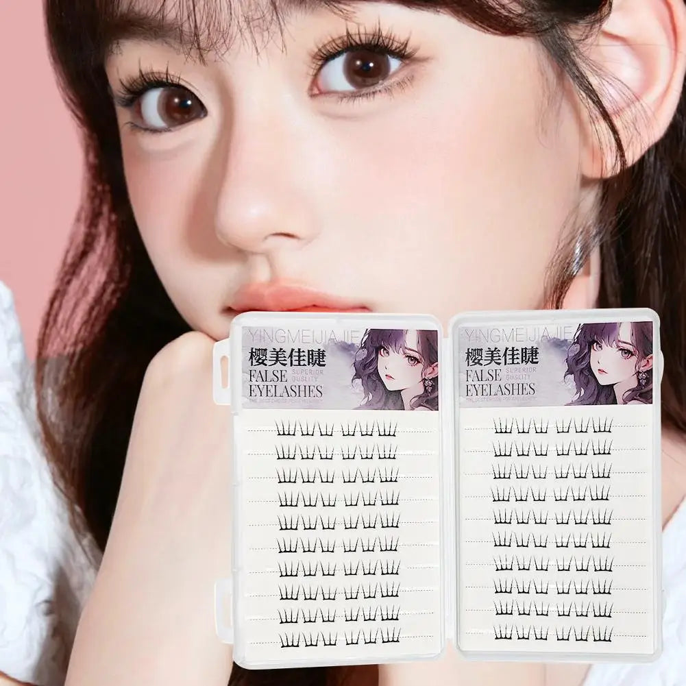 Self-Adhesive Cluster False Eyelashes – No Glue Wispy Korean
