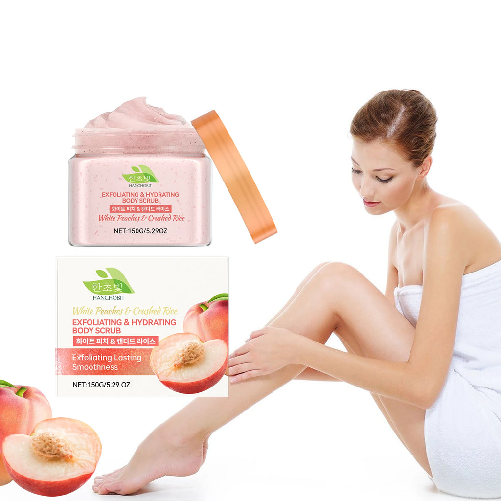 Hanchobit White Peach Rice Body Scrub – Brighten & Exfoliate Body Scrub Oasis Select