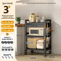 Kitchen rack Floor-to-ceiling multi-layer crevice storage rack Oven microwave oven with drawer storage rack Durable Oasis Select Black-50-3