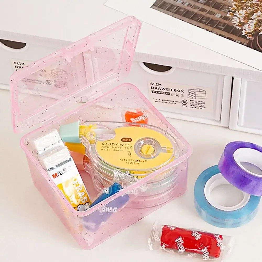 Transparent Plastic Storage Box Jewelry Container Rectangular Shape Collection Box Dust-proof Small Card Holder Storage Case Oasis Select