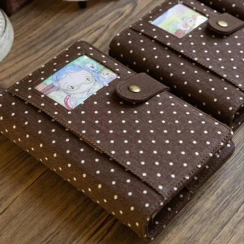 Retro Polka Dot Canvas Notebook Cute Snap Closure Cartoon Photo Insert for Valentine's Day Gift to Girlfriend Oasis Select