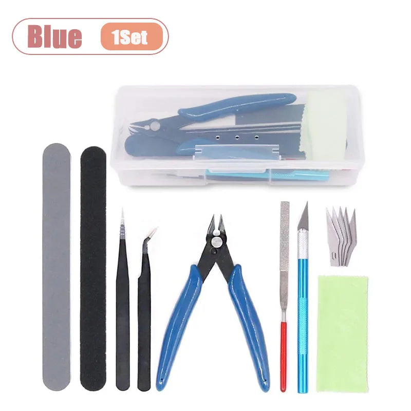Model Making Basic Tools Handmade Model Car Hobby Building Repair and Assembly Tools Starter Kit for DIY Craft Projects Oasis Select Blue-1Set
