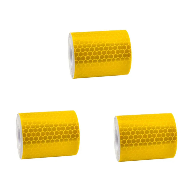 1/2/3pcs Car Reflective Tape Decor Decals Car Warning Safety Reflectante Tape Film Car Reflector Sticker Car Access Exterior 1M Oasis Select 3pcs-1M-yellow