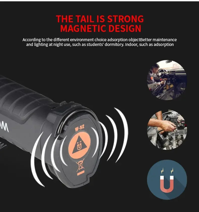 Folding LED Work Light Portable Spotlight with Magnetic Base Clip USB Charging Repair Torch Movable Work Light Flashlight Oasis Select