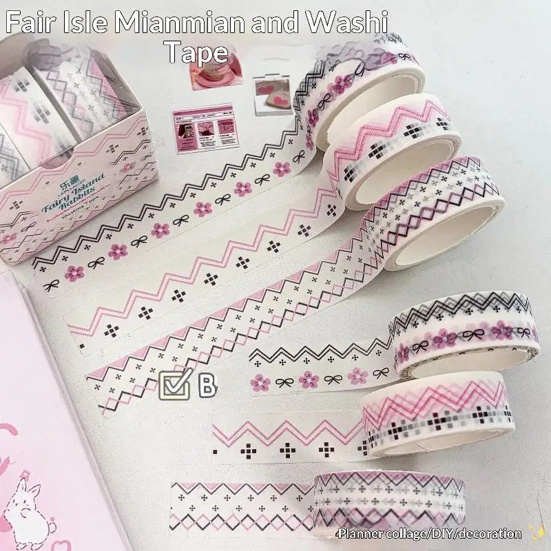 2/3Pcs INS Style Decorative Tape Set Wing Bow Grid Pattern Cute Adhesive Tapes for DIY Scrapbooking Journaling Craft Projects Oasis Select J