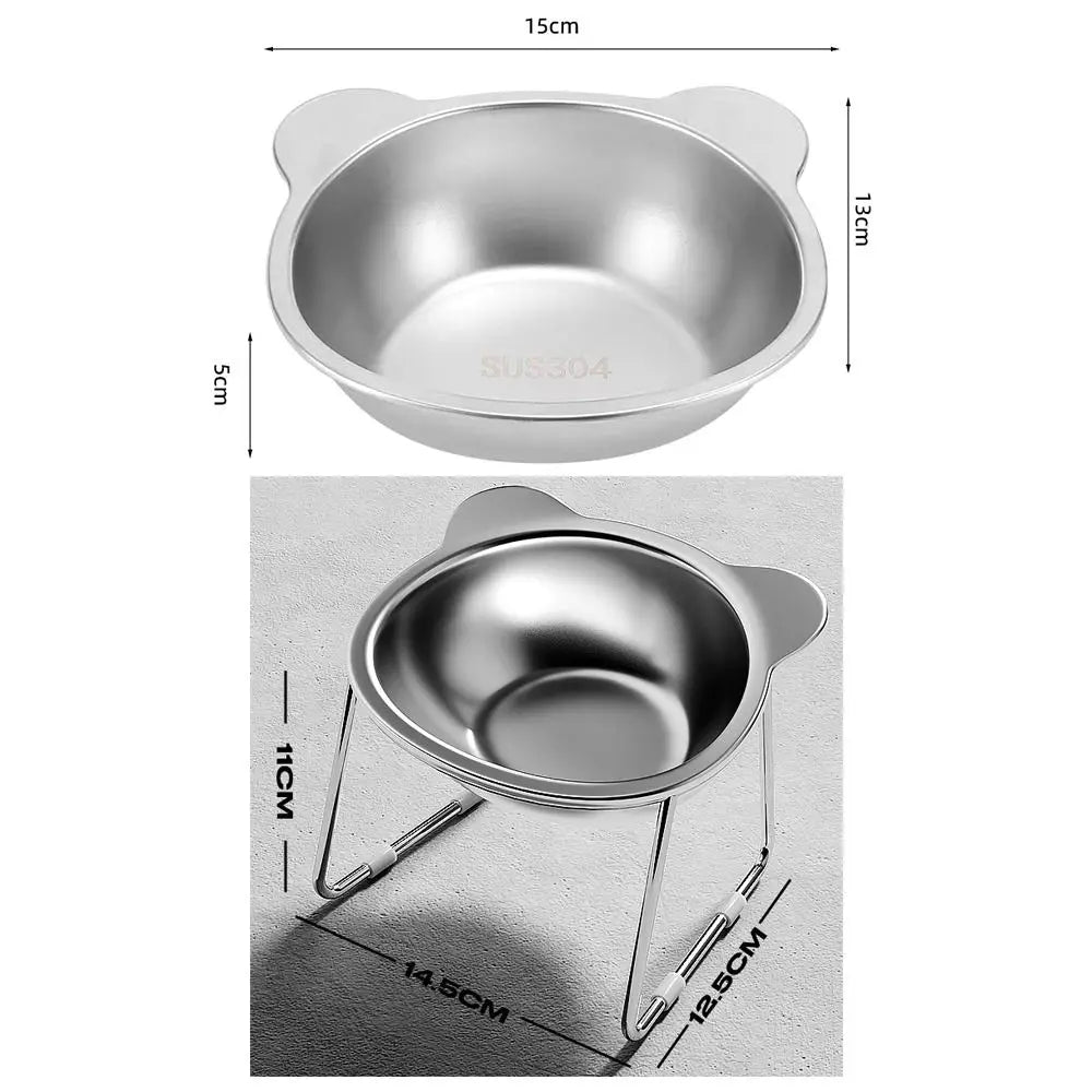 Stable Raised Cat Bowls Tilted Elevated 15° Dog Bowls Shatter-resistant 304 Stainless Steel Cat Food Bowl for Puppy and Cat Oasis Select