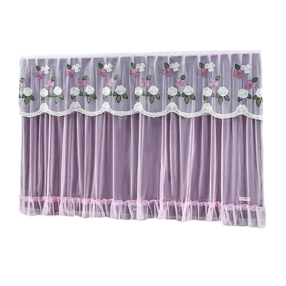 Fashion 32 Inch TV Dust Cover Embroidered Lace Wall Mounted LCD TV Protective Cover Ultra-thin TV Screen Monitor Cloth Oasis Select