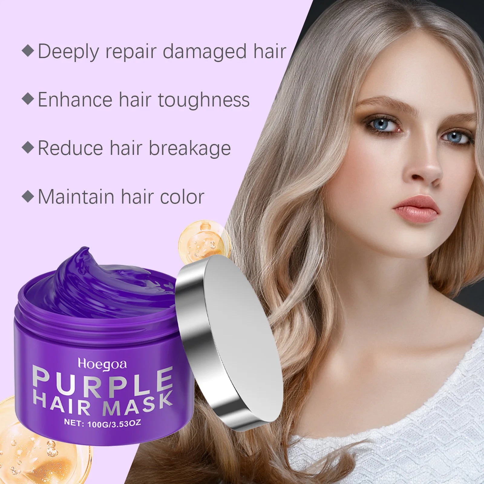 HOEGOA Purple Keratin Hair Mask – Toning, Repair & Frizz Control Keratin Hair Mask Oasis Select