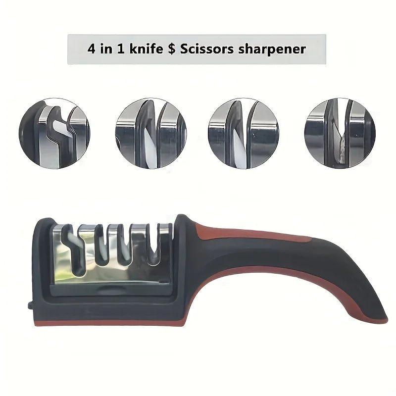 4-Stage Professional Knife Sharpener, Tungsten Steel & Ceramic Stones for Kitchen/Outdoor Knives(Not for Damascussed Edges) Oasis Select