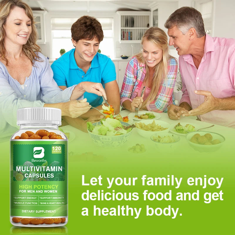 BEWORTHS Multivitamin Capsules with Vitamins & Minerals for Energy Brain Heart Skin Eye Health Immune Support for Women and Men Oasis Select