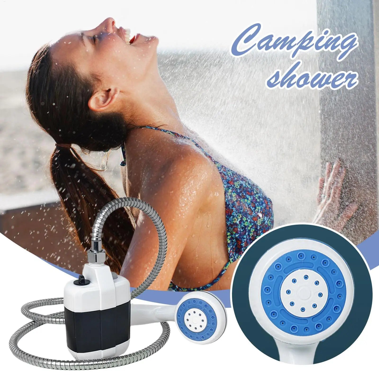 Camping Shower Rechargeable Outdoor Shower Handheld Rechargeable Pet Washing Device for Travel Hiking Beach Showering Equipment Oasis Select