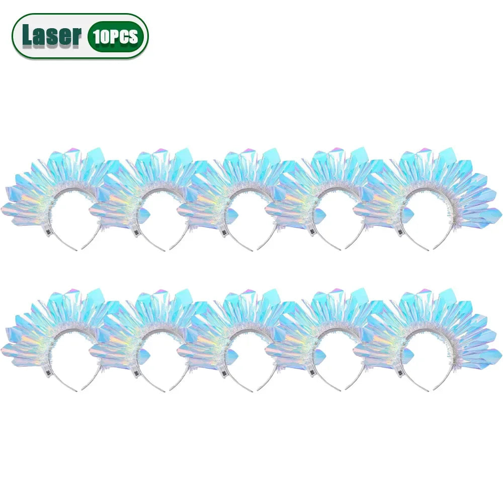 Glowing Laser Headband Light Up Hair Hoop Colorful LED Party Accessories for Halloween Christmas Stage Show Decoration Gift Oasis Select Laser-10PCS