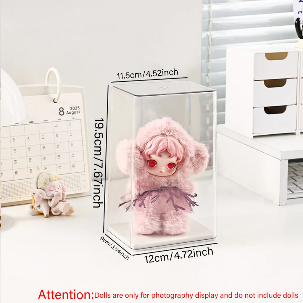 1pc transparent acrylic dustproof labubu display box, toy collectible display box, desktop organizer Oasis Select Moonlight White