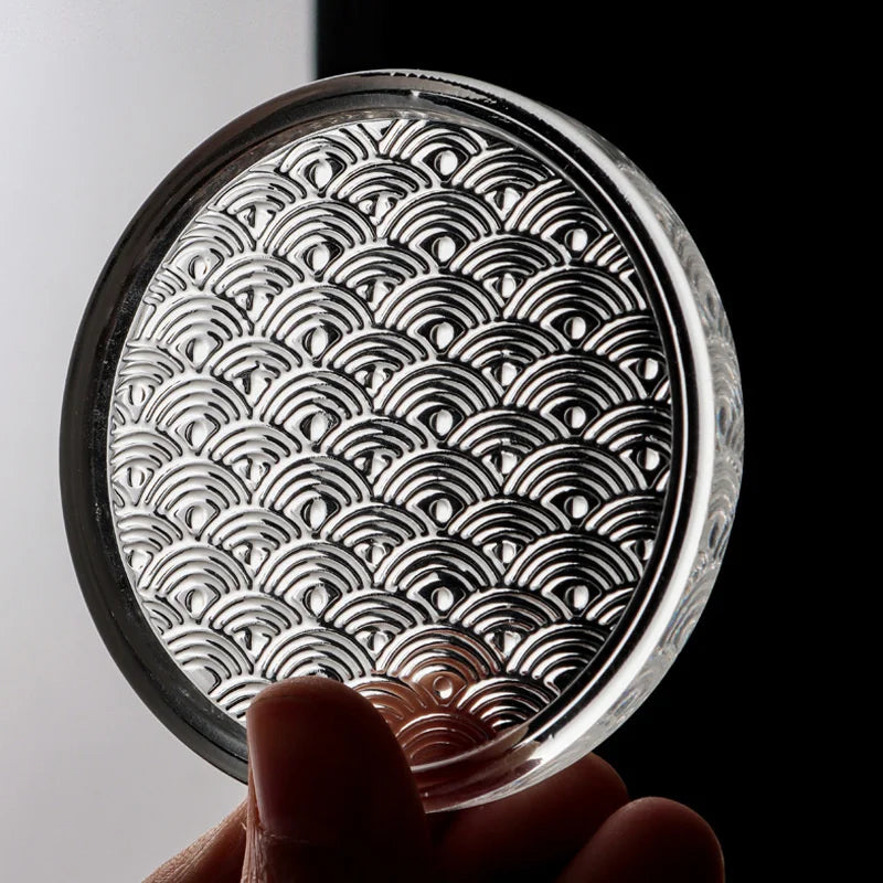 Glass Sea Wave Pattern Glass Coaster Square Round Whiskey Teacup Kung Fu Tea Cup Mat Saucer Wine Tumbler Holder Oasis Select