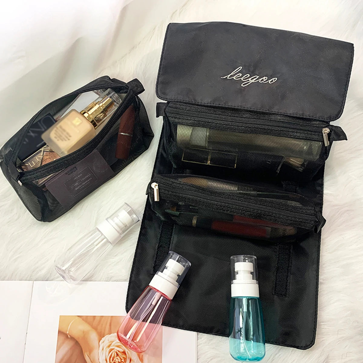 Travel Portable Foldable Large Capacity Detachable Four In One Toiletries And Cosmetics Storage Bag Oasis Select