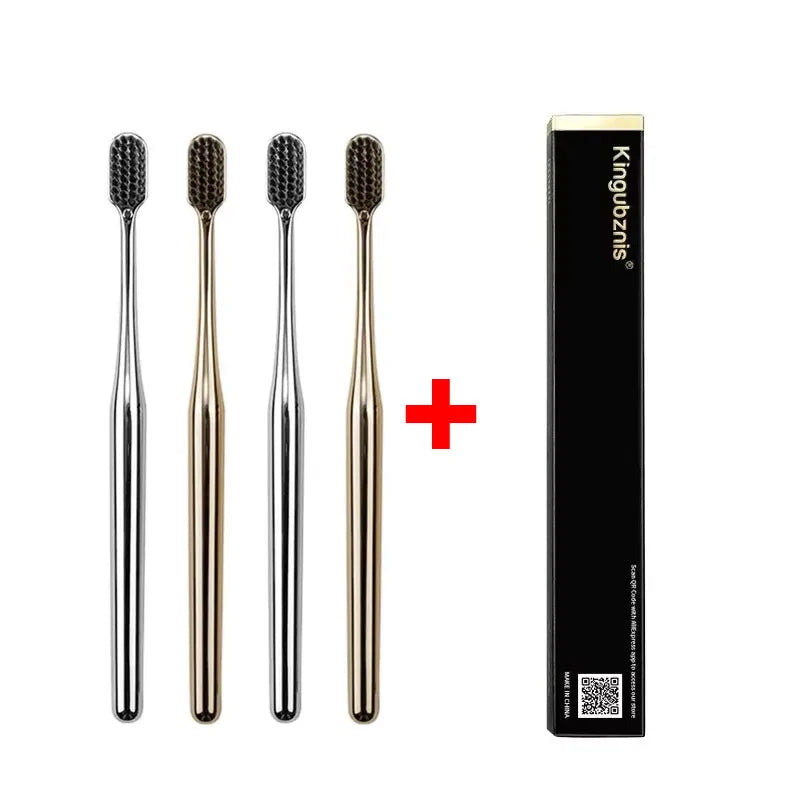 1/2/4pcs Luxury Soft Bristles Toothbrush Men Women Adult Tooth Brush Gold Silver Dental Brushes Elegance Toothbrushes Portable Oasis Select 4pcs mix 1