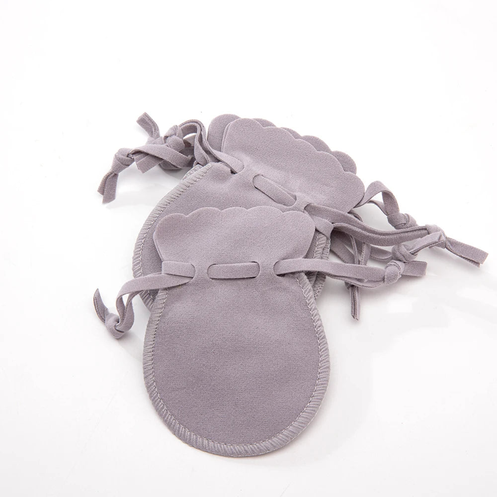 10pcs Small Velvet Jewelry Pouch Drawstring Bags for Gifts Ring Earrings Candy Display Storage Business Selling Packaging Supply Oasis Select grey 9X12cm