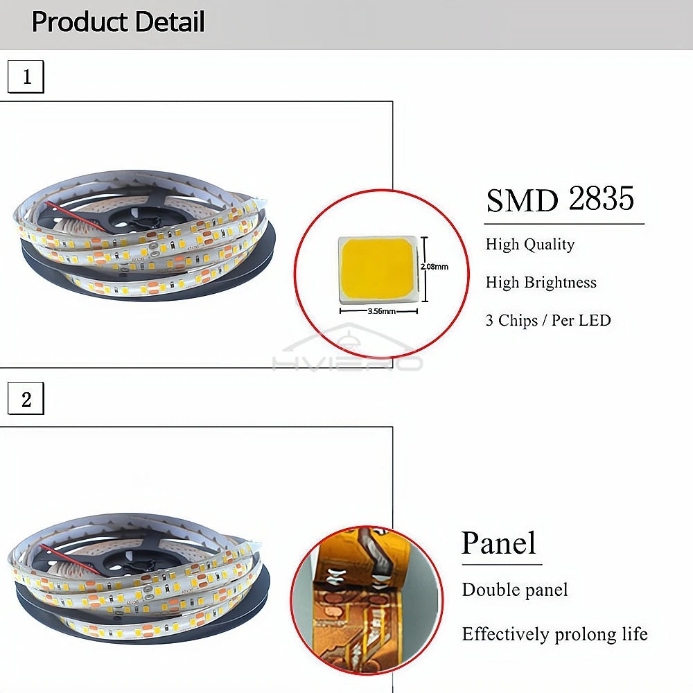 HVIERO 600 LED Strip Lights 5M SMD2835 RGB Multicolor 12V