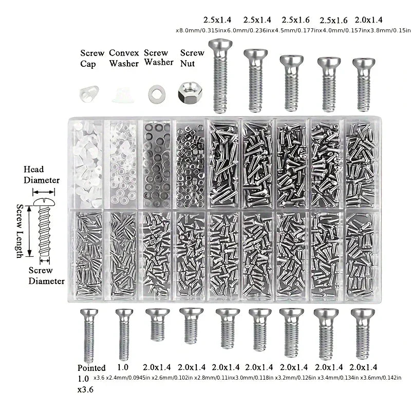 Ultimate 18-in-1 Glasses Repair Screw Kit | Precision Nose Pads, Spacer Caps & Frameless Screws For Eyeglass Adjustments & Maint Oasis Select
