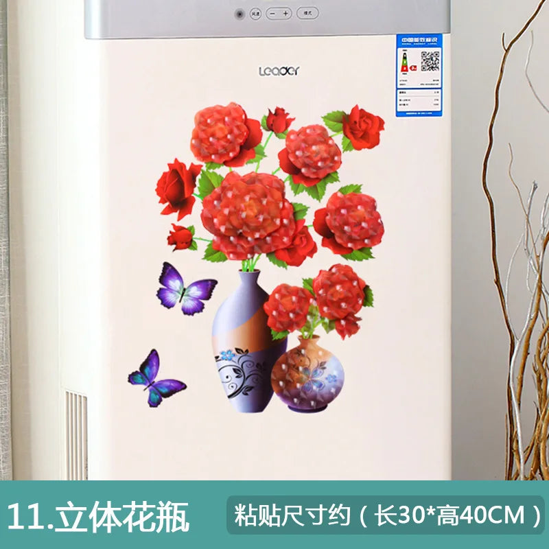 3D Simulation Vase Bedroom Room Wall Three-Dimensional Gilding Decorative Wall Stickers Oasis Select 11 models 30x40cm