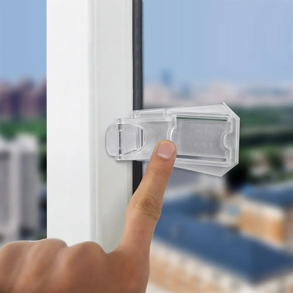 Transparent Sliding Door Lock Self-adhesive Anti-pinch Sliding Sash Stopper Strong Fixation Cabinet Door Lock Oasis Select