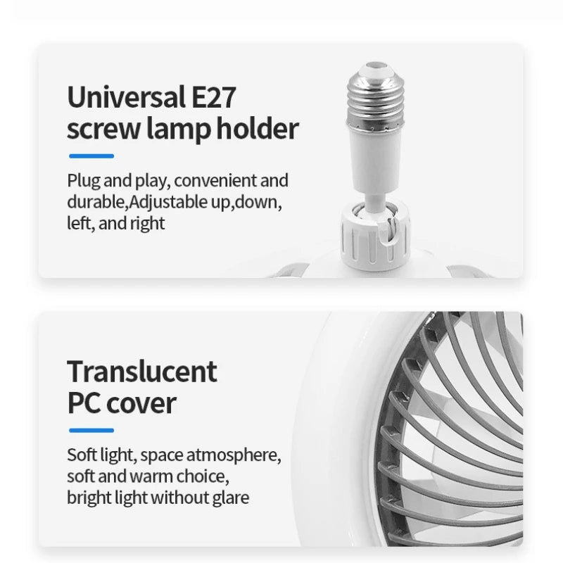 E27 LED Smart Ceiling Fan Light | 30W Remote Control 3 Speed