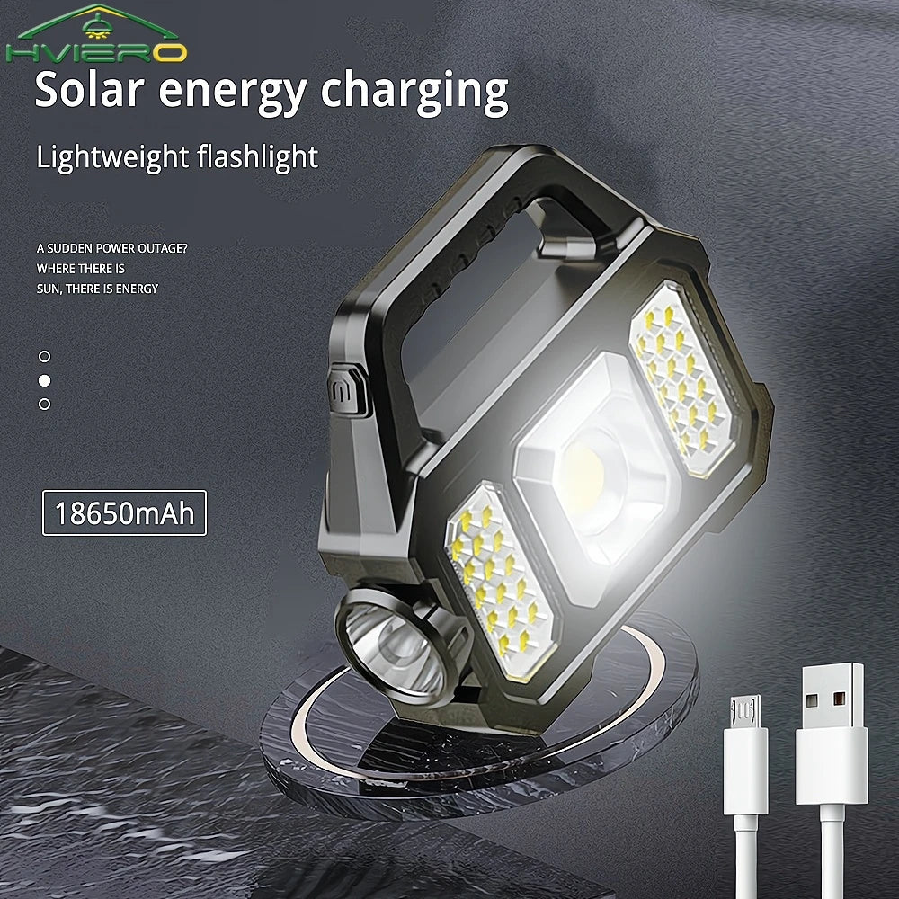 Solar COB Flashlight 6500LM | 6 Modes, Power Bank – HVIERO