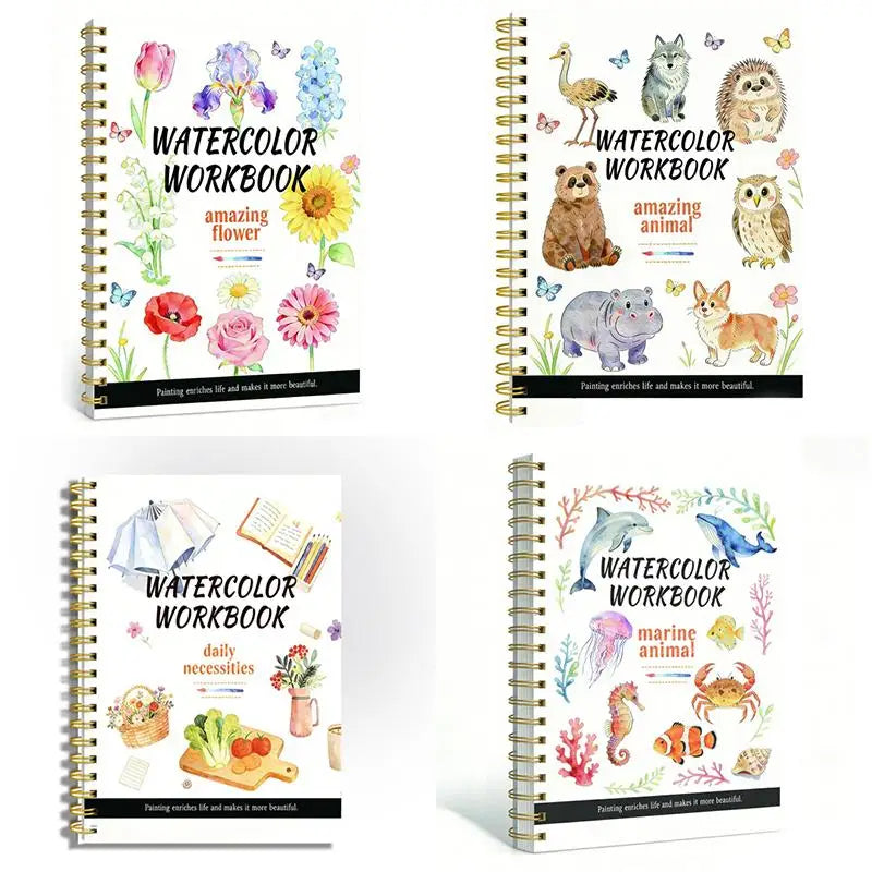 Spiral Bound Watercolor Flower Workbook Thick Paper Easy Guides For Beginners Daily Art Practice Oasis Select