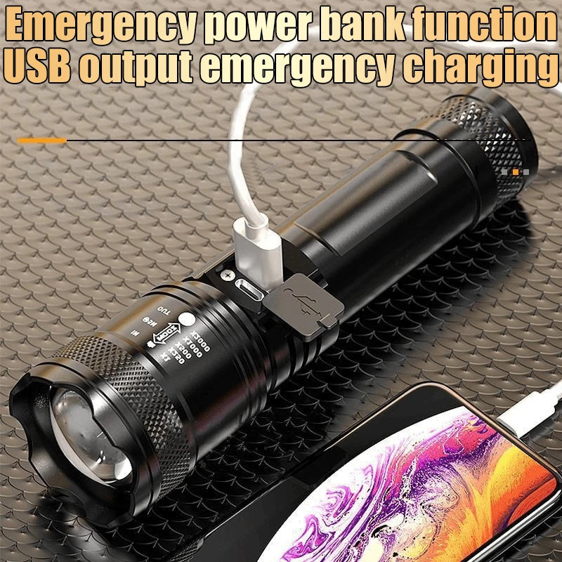 Portable Mini Rechargeable Flashlight High Lumens Outdoor Emergency Pocket Torch 16.5*4.5*3.4CM Oasis Select